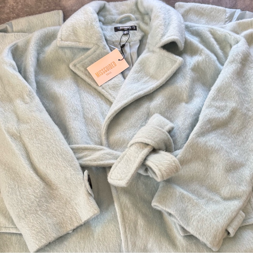 Missguided Soft Teal Duster Coat